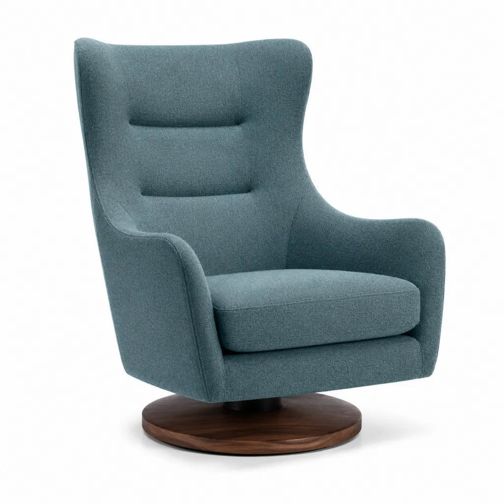 Drehsessel mit hoher Rueckenlehne aus Polyester in Petrol 78 x 88 x 108 cm