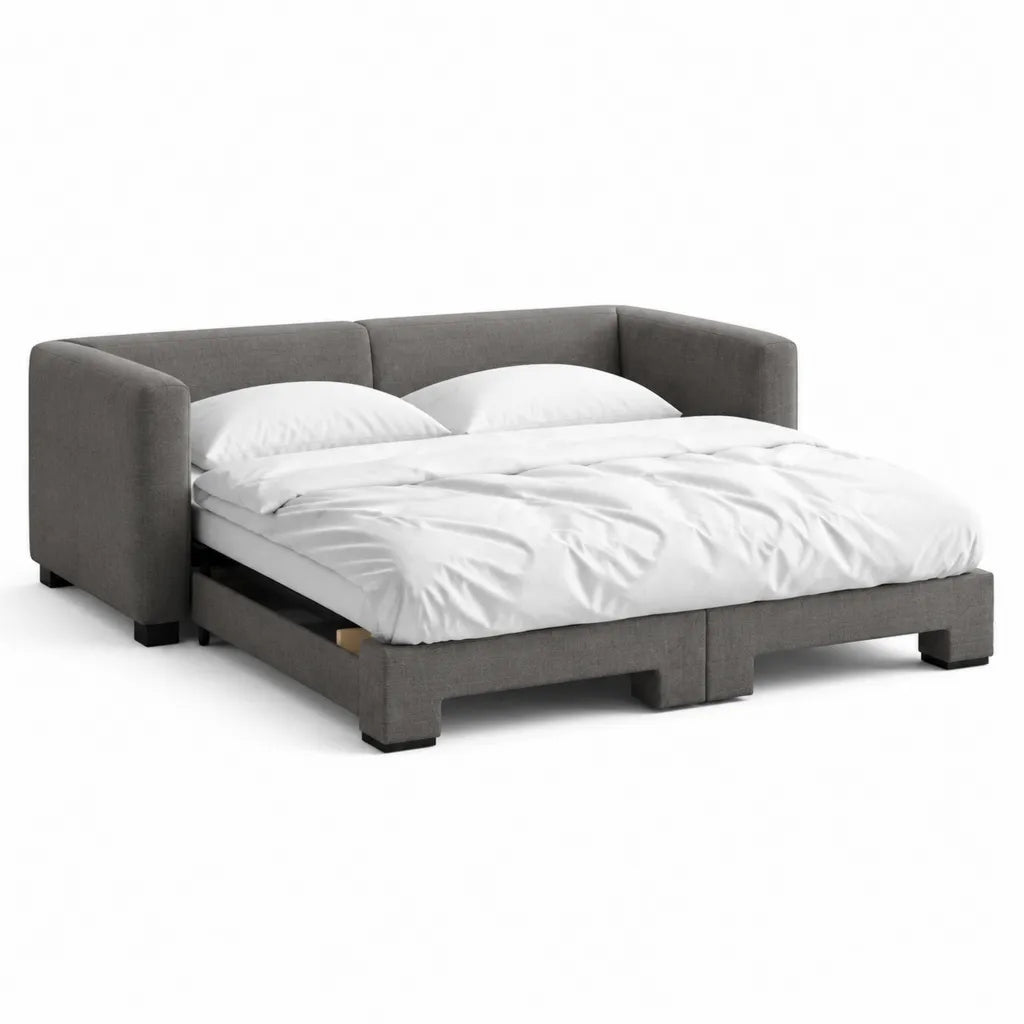 Schlafsofa mit Ausziehbett 140 x 200 cm Polyester Anthrazit rechteckig