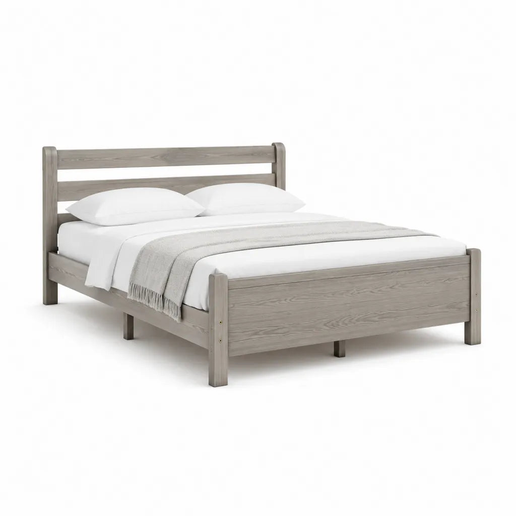 Doppelbett Bettgestell aus massivem Kiefernholz rechteckig grau 160 x 200 cm