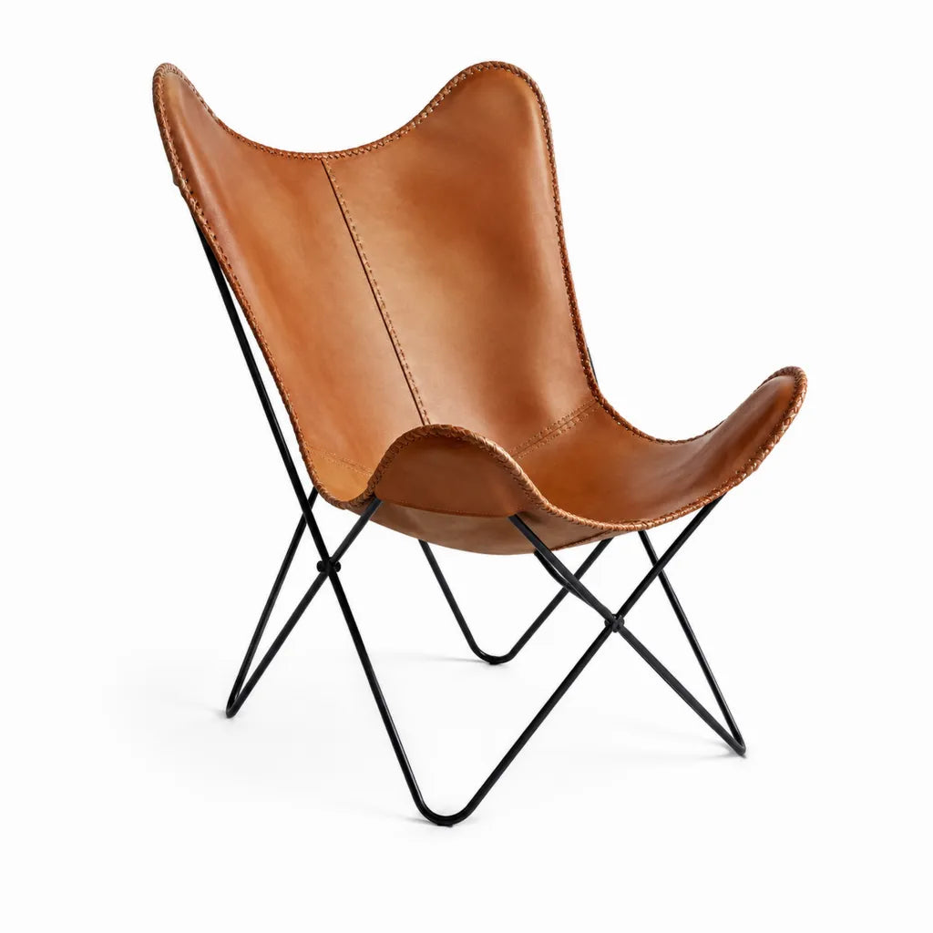 Butterfly Sessel mit PU-Kunstlederbezug Braun 75 x 85 x 92 cm
