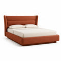 Polsterbett Doppelbett 160 x 200 cm mit gepolstertem Kopfteil aus Polyester Samt in Rostbraun
