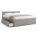 Doppelbett mit 2 Schubladen aus massivem Kiefernholz rechteckig grau 160 x 200 cm