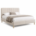 Polsterbett Doppelbett 160 x 200 cm mit Polyesterbezug Rechteckig Creme
