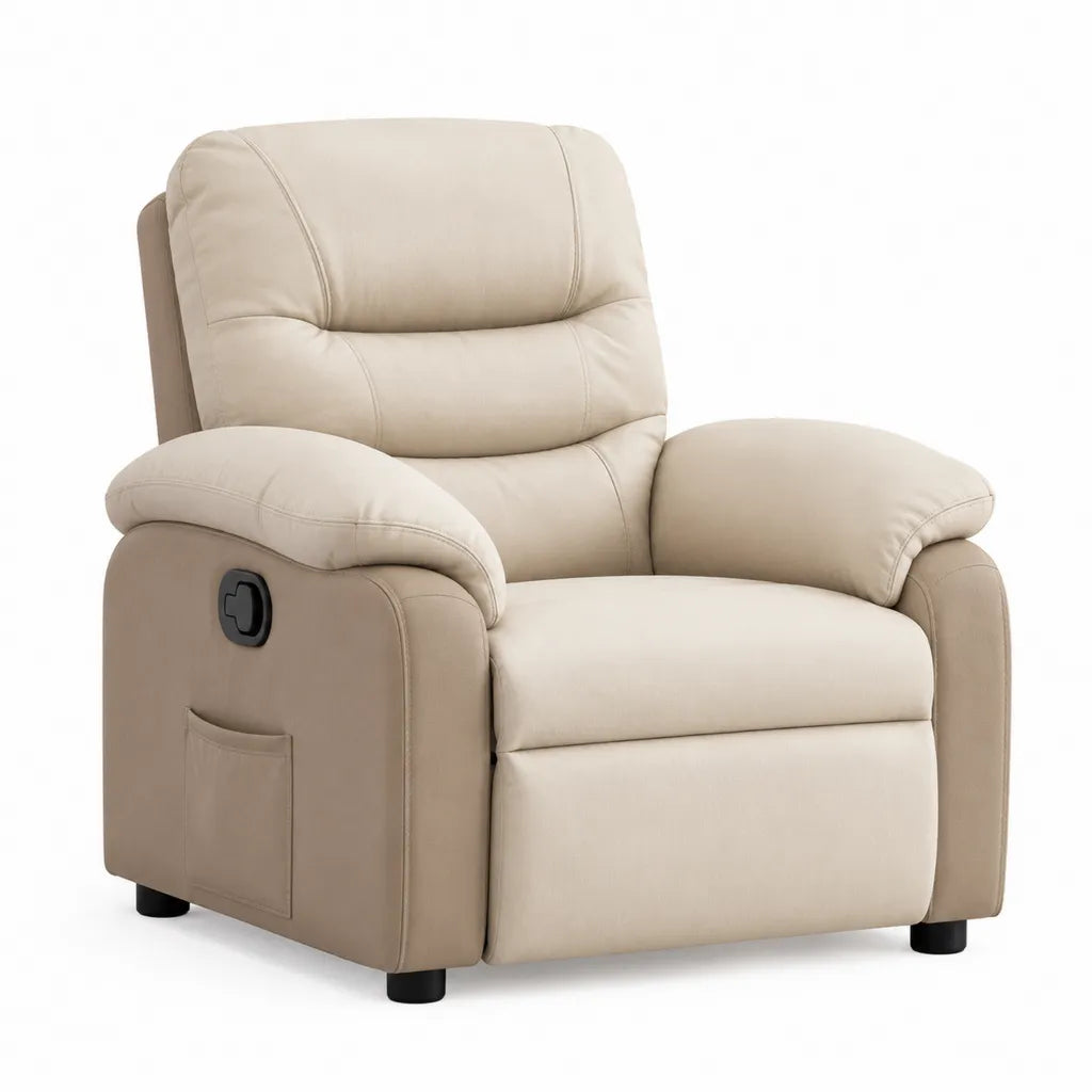 Relaxsessel mit manueller Liegefunktion PU-Bezug Beige 90 x 95 x 103 cm