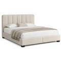 Polsterbett Doppelbett 180 x 200 cm mit gepolstertem Kopfteil aus Polyester in Creme
