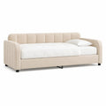 Tagesbett Polsterbett 90 x 200 cm Polyester Samt Cremeweiss