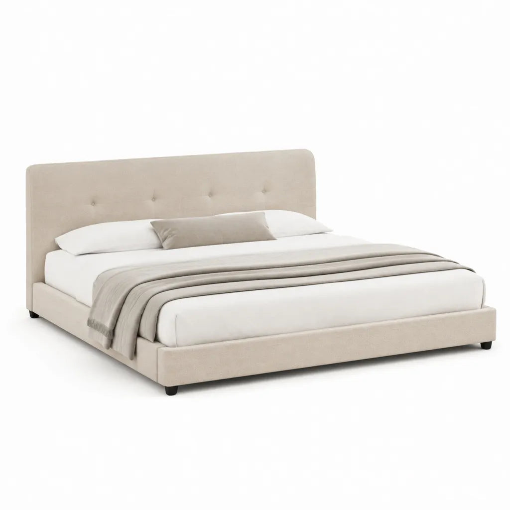 Polsterbett Doppelbettgestell 160 x 200 cm Polyester rechteckig Beige