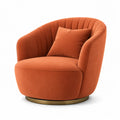 Polstersessel mit Kissen aus Polyester-Samt rund Terrakotta Gold 82 x 85 x 78 cm