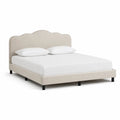 Polsterbett Doppelbettgestell 180 x 200 cm Polyester-Samt geschwungen Beige
