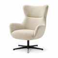 Drehbarer Ohrensessel mit Armlehnen Bouclé-Polyester Creme Schwarz 78 x 82 x 105 cm