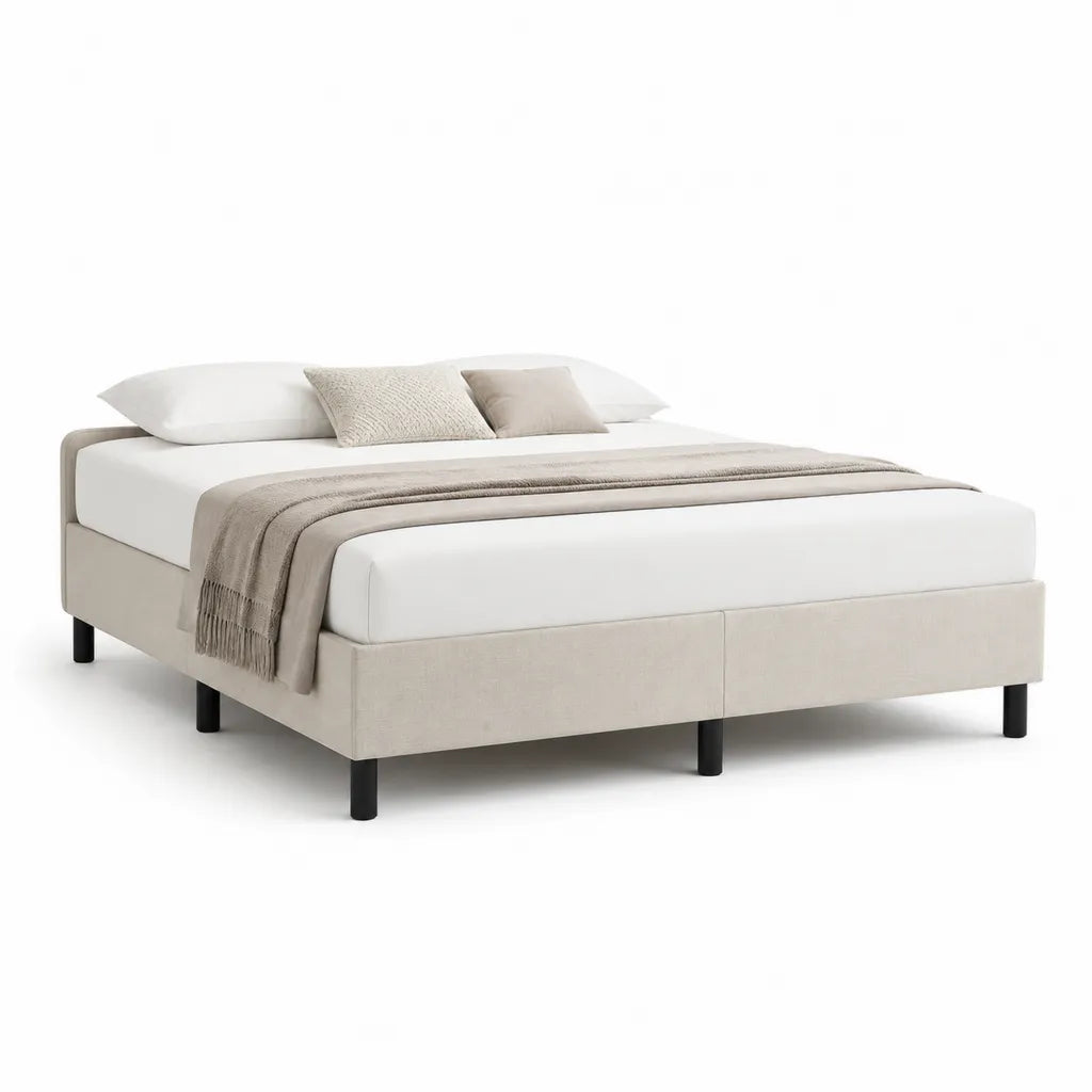 Polsterbett Doppelbett 180 x 200 cm mit Polyesterbezug Rechteckig Beige