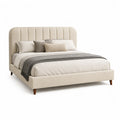 Polsterbett Doppelbettgestell 180 x 200 cm Polyester Creme
