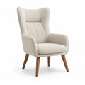 Ohrensessel mit Polyesterbezug und Massivholzgestell Beige 75 x 82 x 108 cm