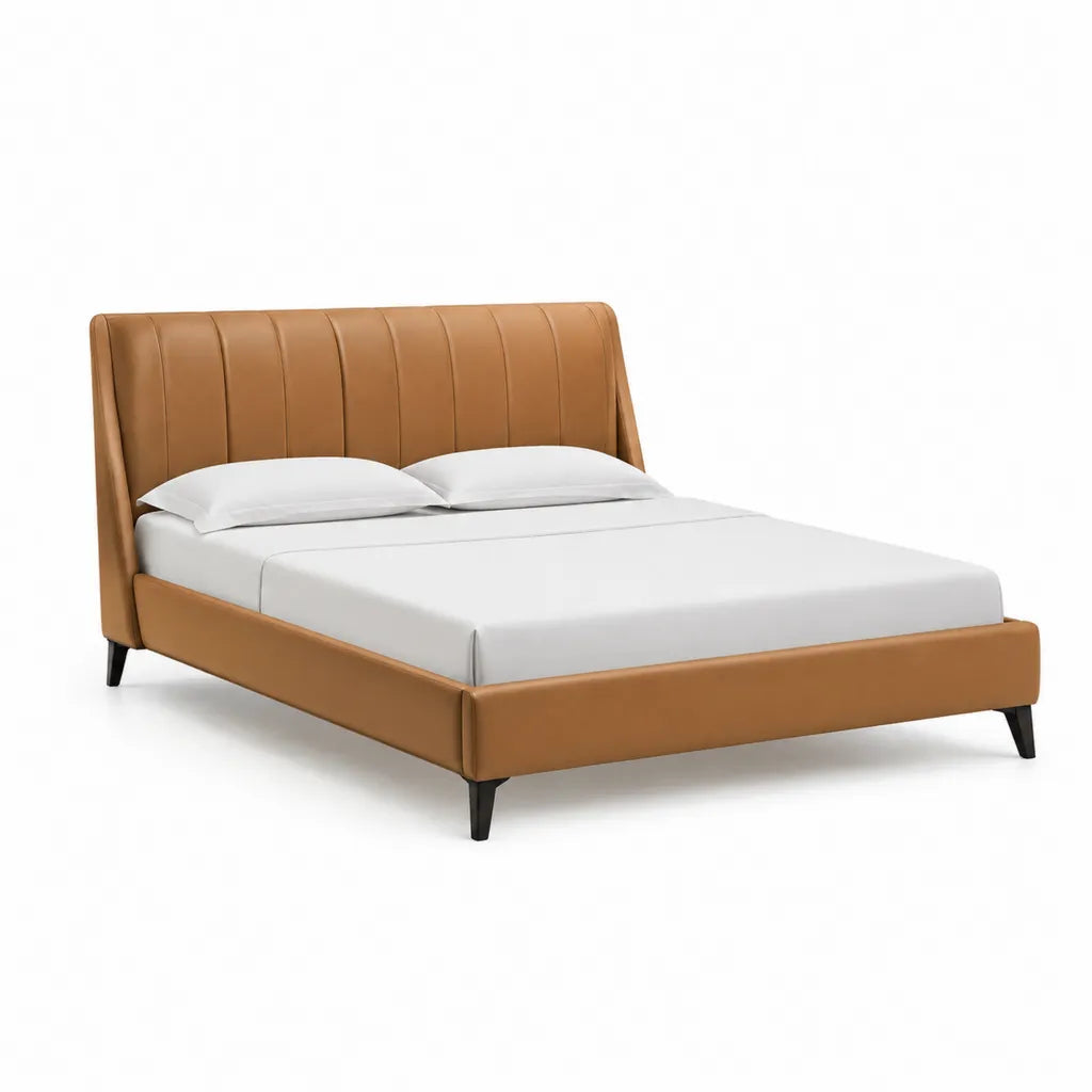 Polsterbett Doppelbett 160 x 200 cm PU-Kunstleder Rechteckig Cognac