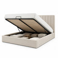 Polsterbett mit Stauraum und Gasdruckfeder Lattenrost 180 x 200 cm Kunstleder Beige