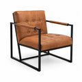 Loungesessel mit Armlehnen 68 x 78 x 84 cm PU-Kunstleder Stahlgestell rechteckig Cognac Schwarz