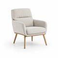 Ohrensessel mit Polyesterbezug und Massivholzbeinen in Beige 76 x 82 x 95 cm
