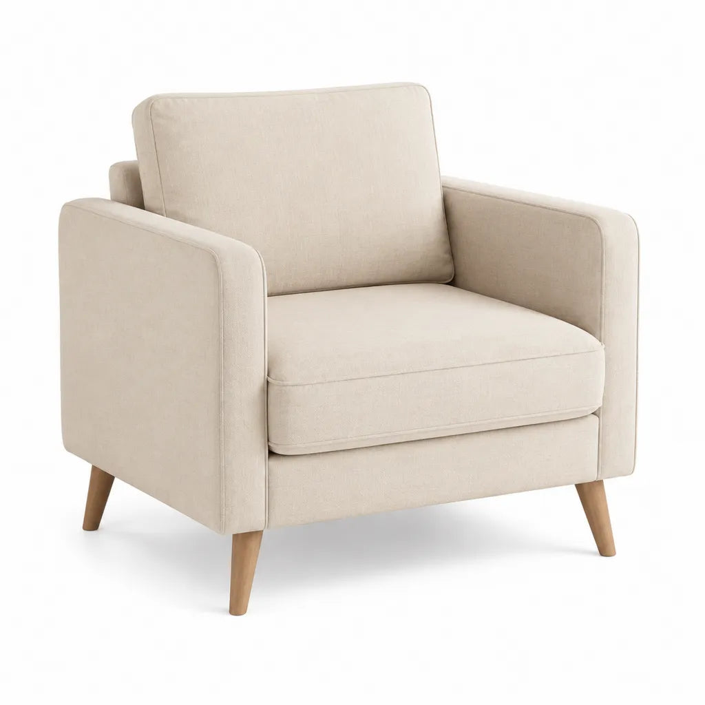 Sessel mit Armlehnen Polyesterbezug Beige 82 x 78 x 84 cm