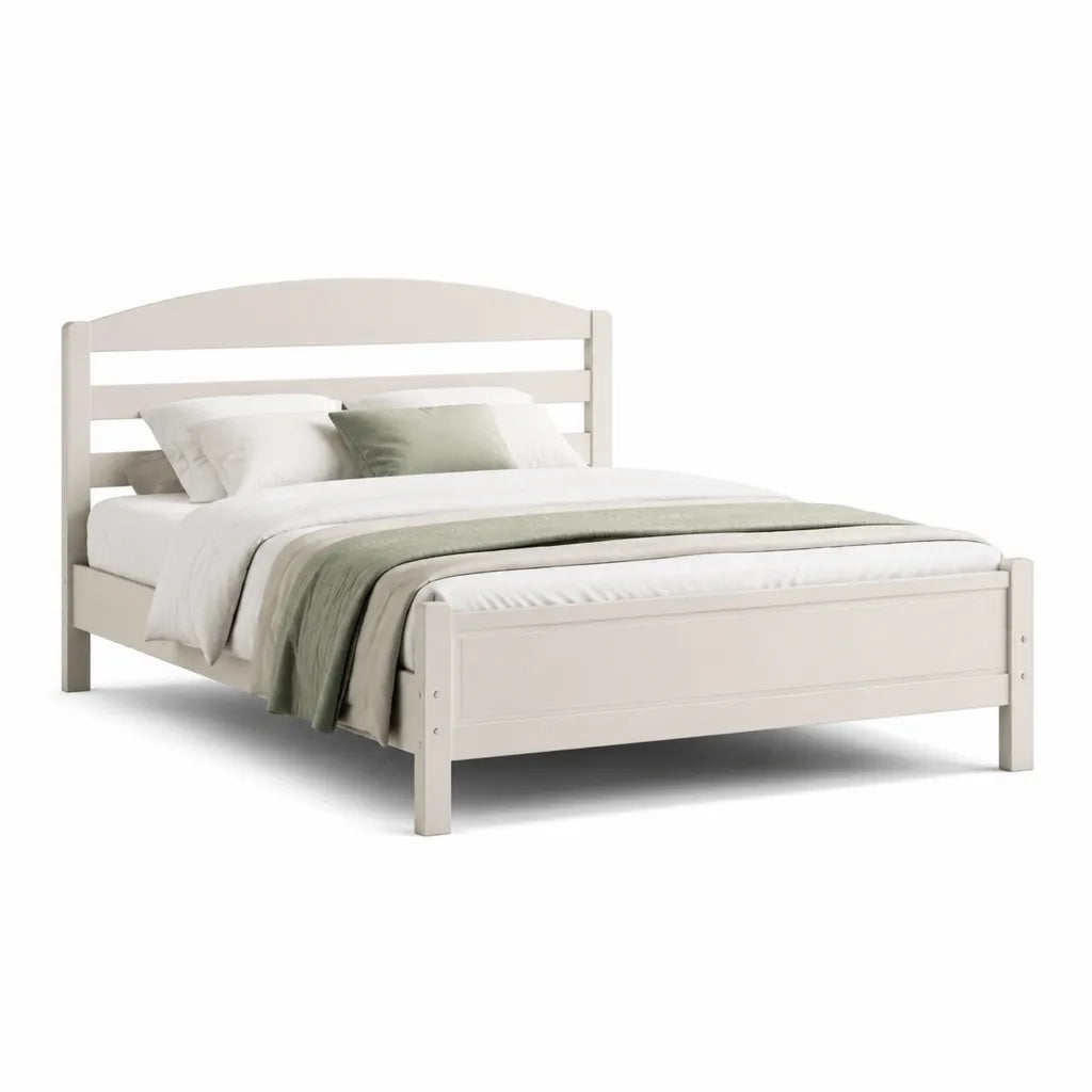 Doppelbett Bettgestell 140 x 200 cm aus massivem Kiefernholz Weiss