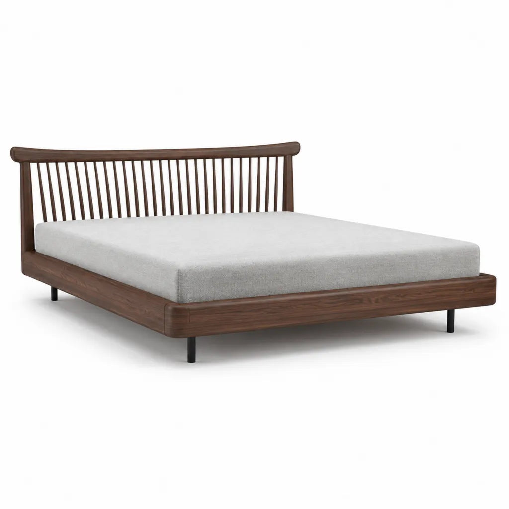 Doppelbett Bettgestell 180 x 200 cm aus Gummibaum Massivholz dunkelbraun