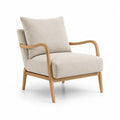 Polstersessel mit Armlehnen 76 x 82 x 92 cm Polyesterbezug Massivholzgestell rechteckiger Sitz Beige Natur