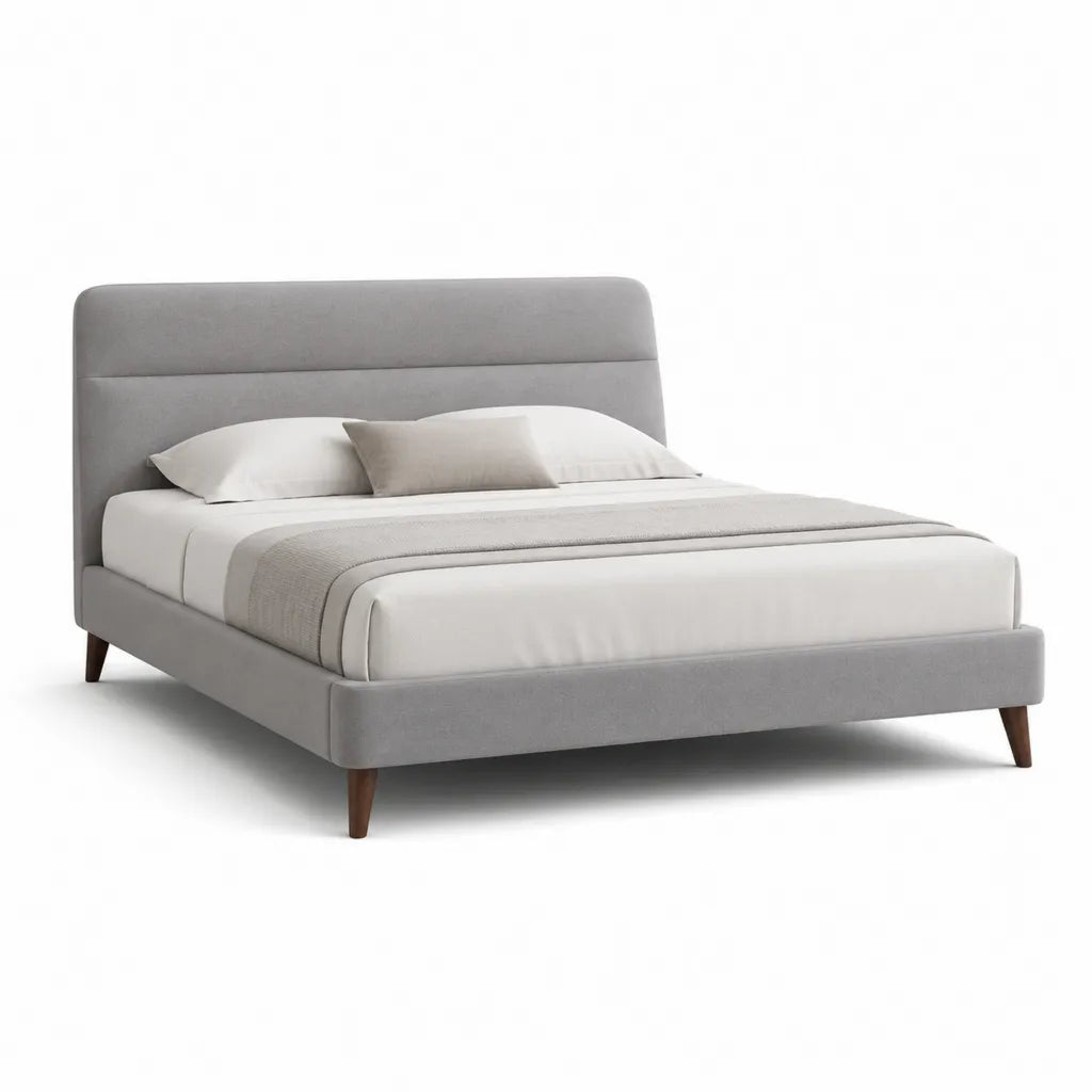 Polsterbett Doppelbett 160 x 200 cm mit Polyesterbezug Grau