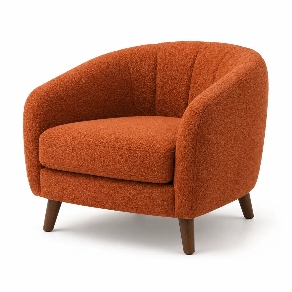 Cocktailsessel mit Bouclébezug aus Polyester in Rostbraun 82 x 78 x 76 cm