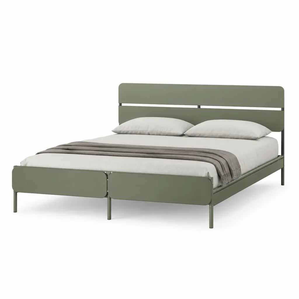 Metallbett Doppelbettgestell 160 x 200 cm Stahl rechteckig Olivgruen