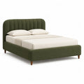 Polsterbett Doppelbett 160 x 200 cm Polyestersamt abgerundet Olivgruen
