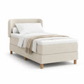 Polsterbett Einzelbett 90 x 200 cm mit gepolstertem Kopfteil Polyesterbezug rechteckig Creme