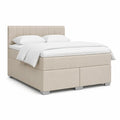 Boxspringbett 180 x 200 cm mit rechteckigem Kopfteil aus Polyester in Beige