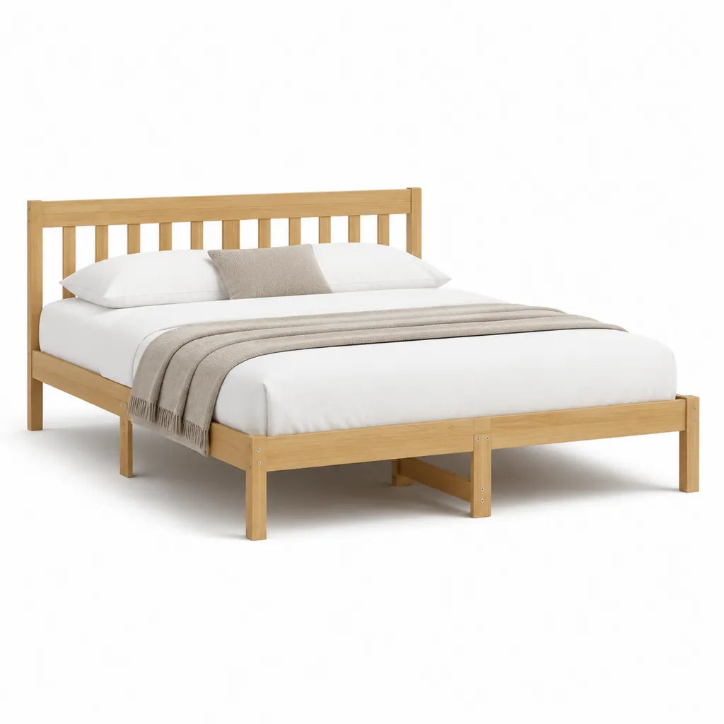 Doppelbett Bettgestell aus massivem Kiefernholz Natur 160 x 200 cm