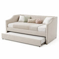 Ausziehbett Polsterbett mit Rollbett 90 x 200 cm Polyester Cremeweiss
