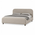 Polsterbett Doppelbett 160 x 200 cm Polyester abgerundetes Kopfteil Beige